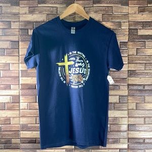 NWT Gildan Small Navy “There Was Jesus” Graphic T Shirt